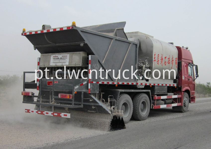 Chip Sealing Tank Truck working